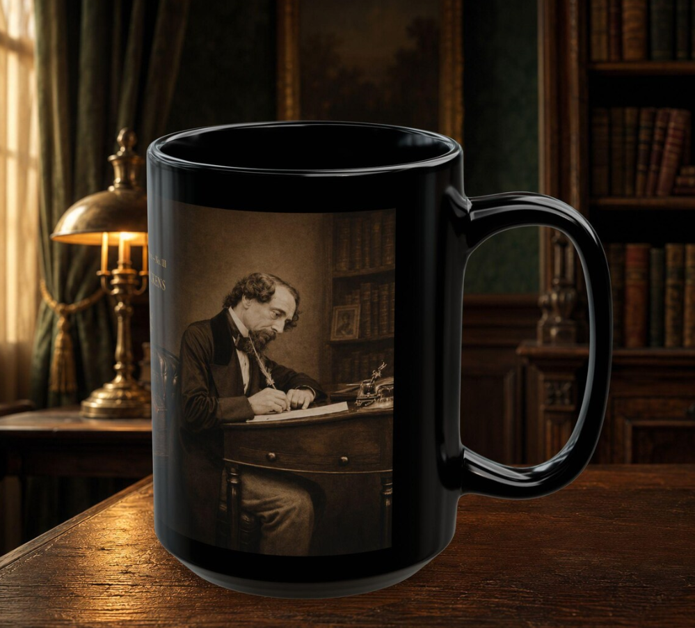 Charles Dickens mug, right view