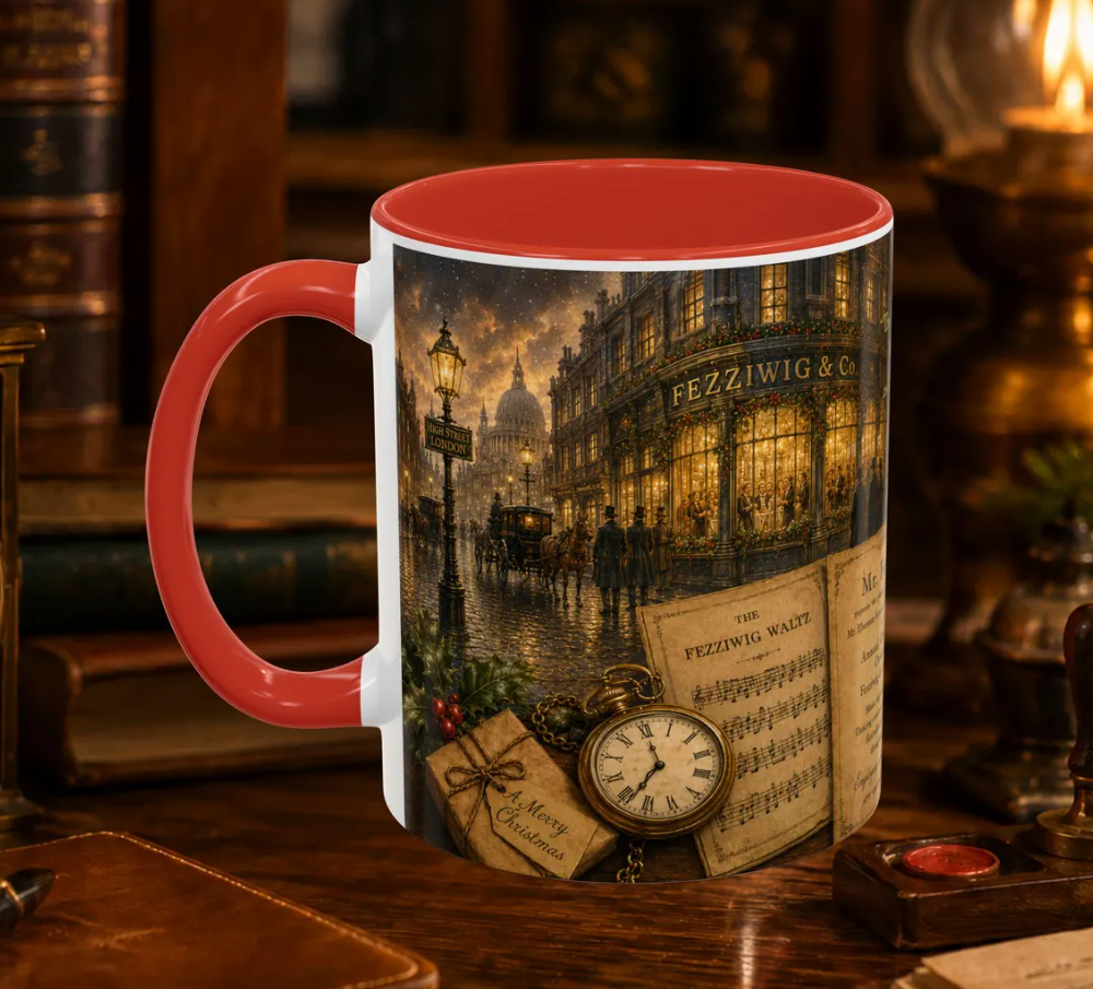 Old Fezziwig mug, left view