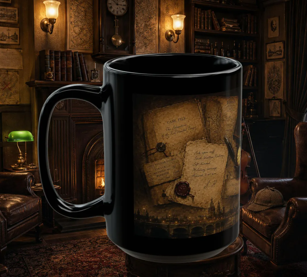 Sherlock Holmes mug, left view
