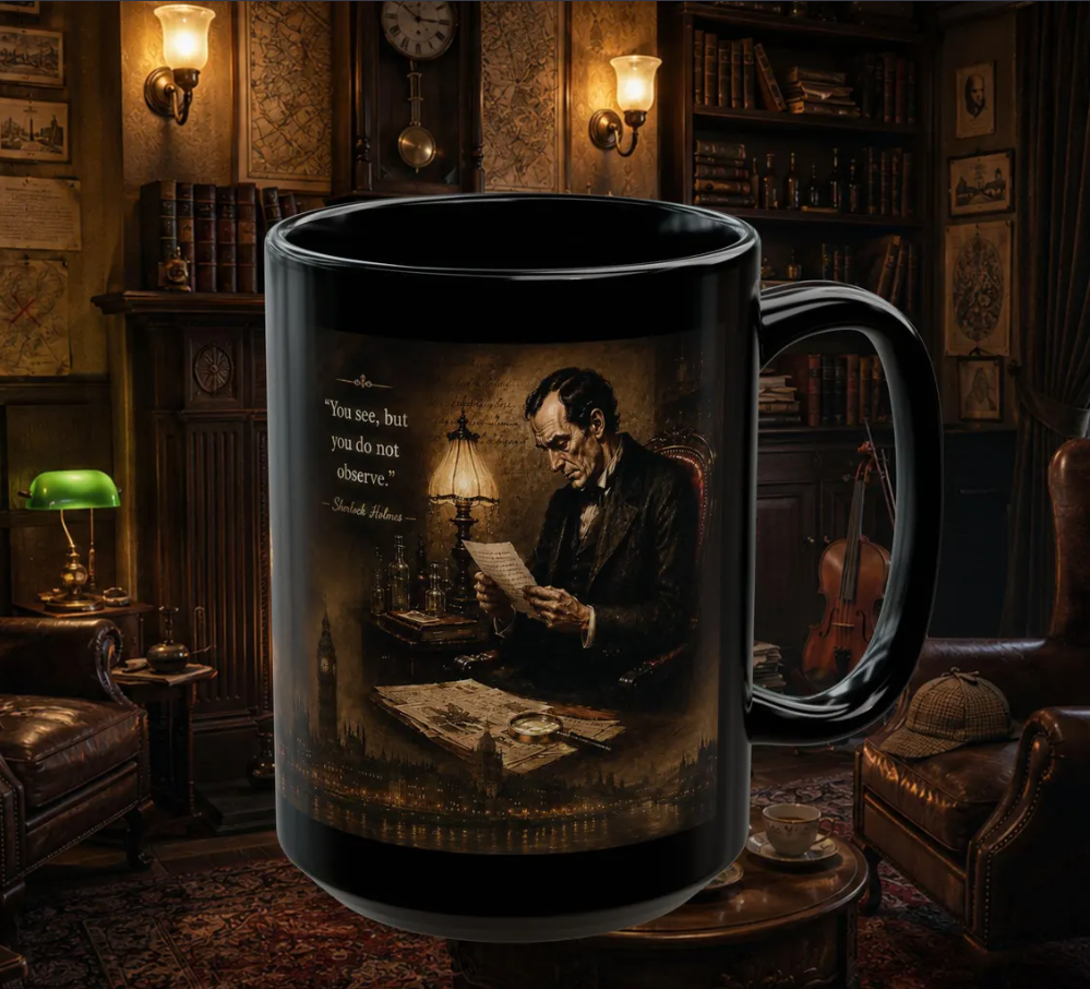 Sherlock Holmes mug, right view