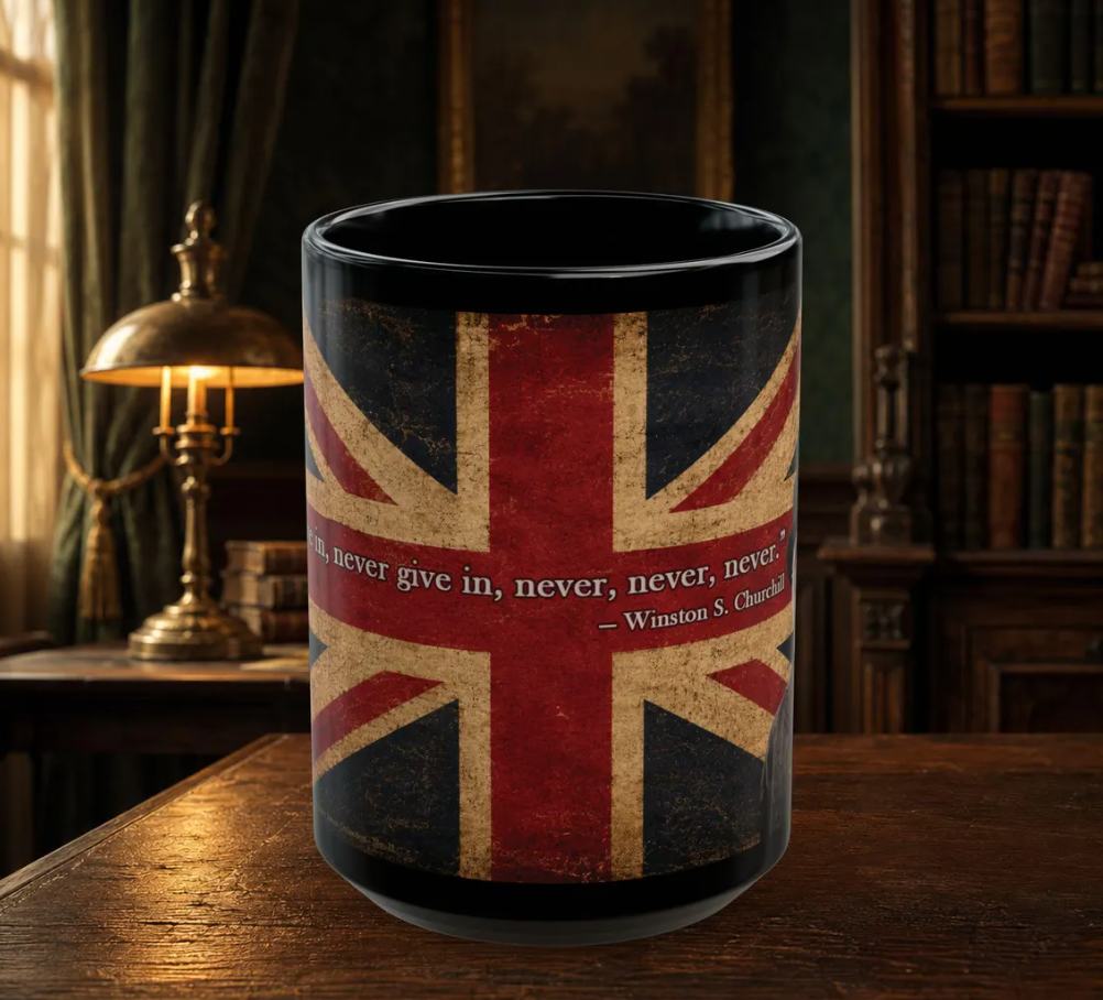 Winston Churchill mug, front view